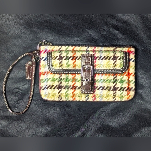 Coach Multicolor Plaid Wristlet - Picture 1 of 7
